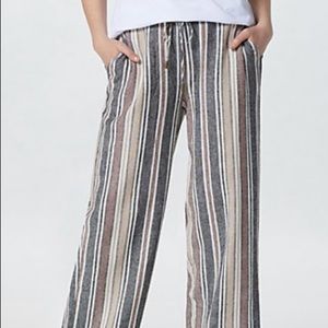 Susan Graver Summer Striped Linen Pants Size XS